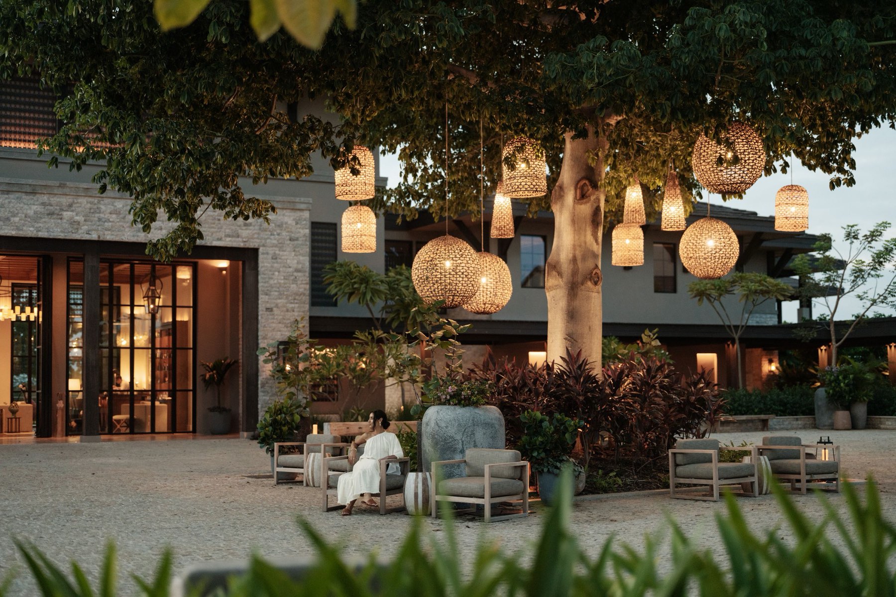 An evening celebration under lanterns at Nekajui